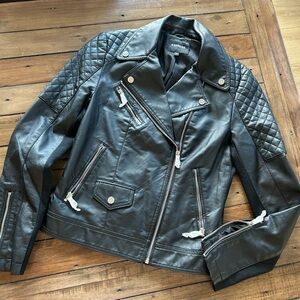 NWT Express Quilted Vegan Leather Black Moto Jacket S